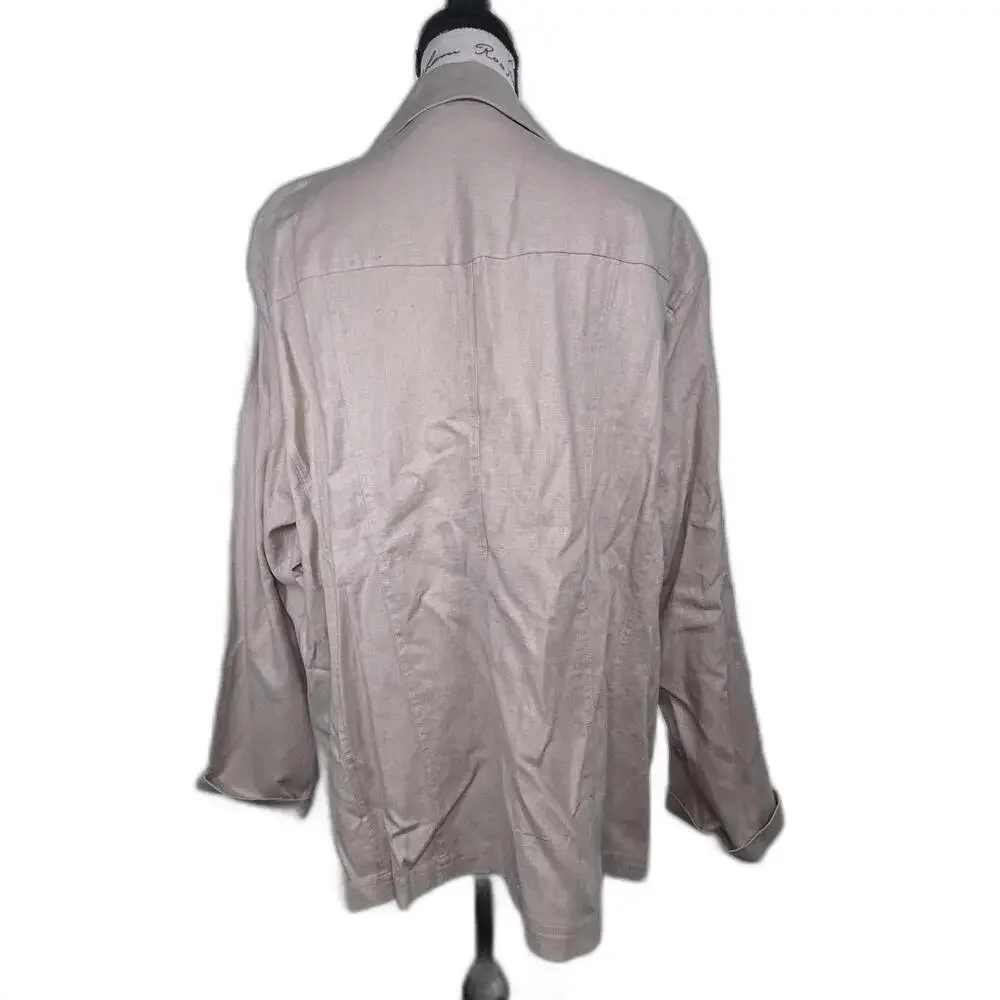 Merona Khaki Linen‎ Blazer Women's 24W